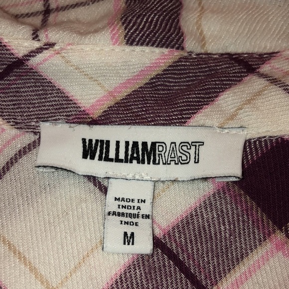 William Rast Short Dolman Sleeve Collar Pop Over Cotton Blend Plaid Top Size M - Picture 10 of 12